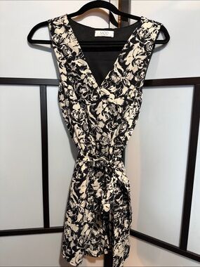 MOD Black & Cream Floral Wrap Romper